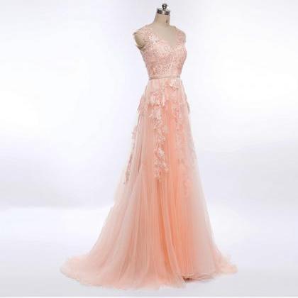 Lace Prom Dress,blush Pink Prom Dress, A-line Prom..