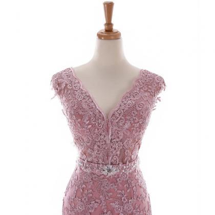 Lace Prom Dress,dusty Rose Prom Dress, Mermaid..