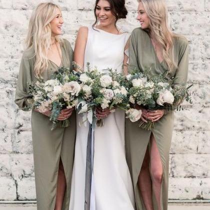 Chiffon Bridesmaid Dresses,olive Green Bridesmaid..