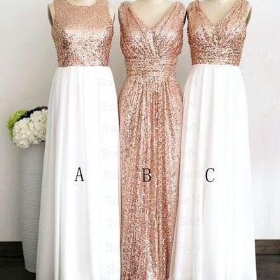 Long Bridesmaid Dress,gold Sequin Bridesmaid..