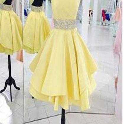 Short Custom Homecoming Dress,yellow Homecoming..