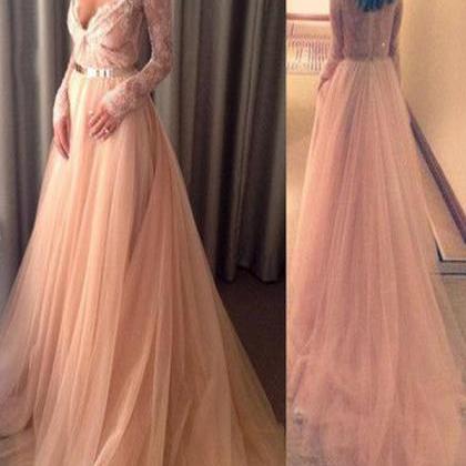 Long Custom Prom Dress,pink Prom Dress,long Sleeve..