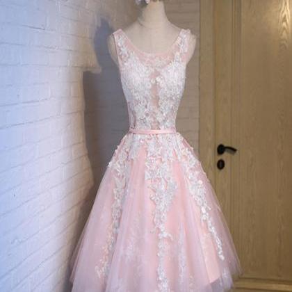 Short Homecoming Dress,pink Lace Homecoming..