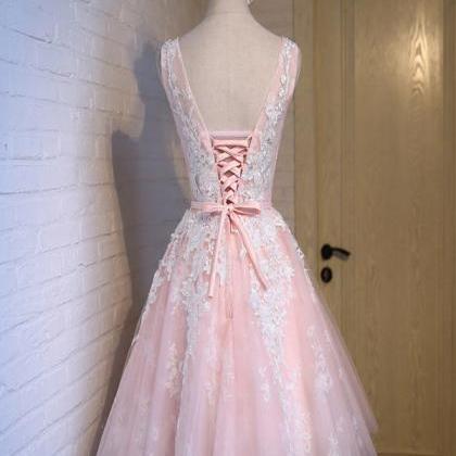 Short Homecoming Dress,pink Lace Homecoming..