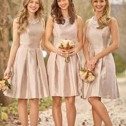 Champagne Fit-and-flare Short Bridesmaid Dress..