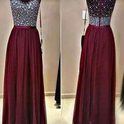 Long Custom Prom Dress,burgundy Prom Dress, Beaded..