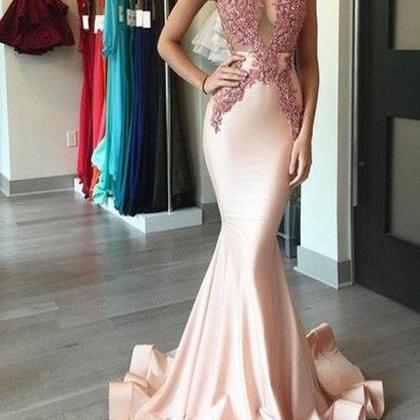 Long Custom Prom Dress,pink Mermaid Prom Dress,..