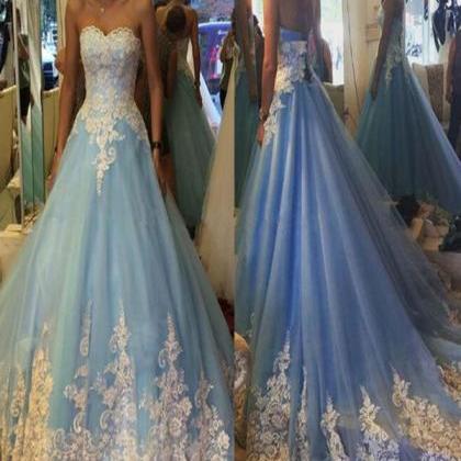 Long Custom Prom Dress, Light Blue Prom Dress..