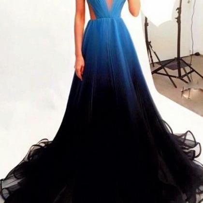 Long Custom Prom Dress, Blue Prom Dress,..