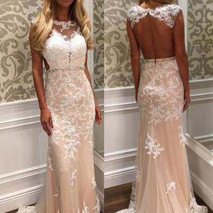Long Custom Prom Dress,champagne Lace Prom Dress,..