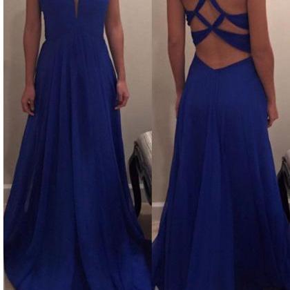 Royal Blue Prom Dress, Floor Length Prom Dress,..