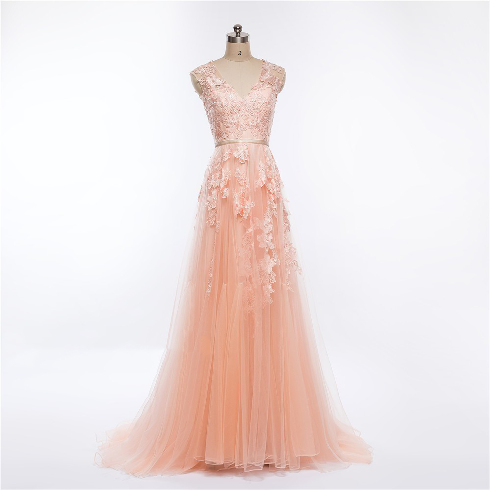 Lace Prom Dress,blush Pink Prom Dress, A-line Prom Dress,junior Prom Dress,v-neck Prom Dress, Charming Pretty Dress,prom Dress,pd1706