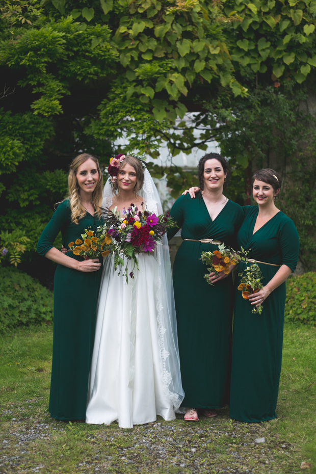 Custom Made Teal Green Modest Long Bridesmaid Dress