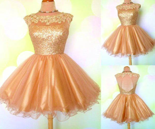 Short Prom Dress, Gold Prom Dress, Inexpensive Prom Dress,elegant Prom Dress, Unique Prom Dress, Pd0007