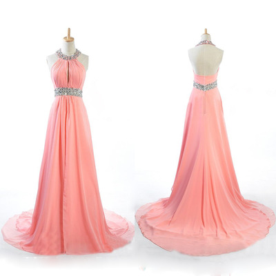 Long Prom Dress, Peach Prom Dress, Prom Dress, 2016 Prom Dress, Unique Prom Dress, Pd0018