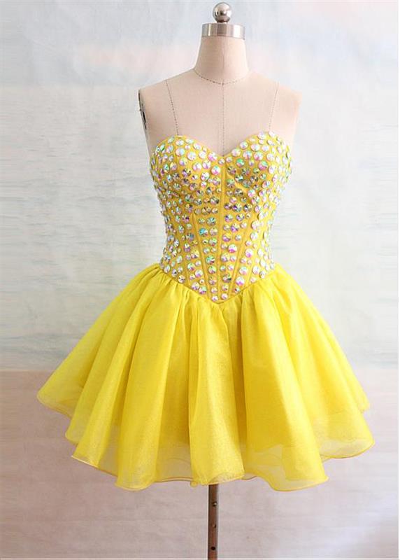 Colorful Homecoming Dress ,sweet 16 Dress For Teens,lovely Homecoming Dress,junior Party Homecoming Dress, Strapless Homecoming Dress,rhinestones