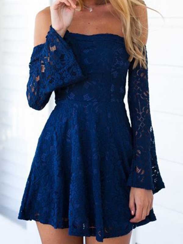 navy blue long sleeve short dress