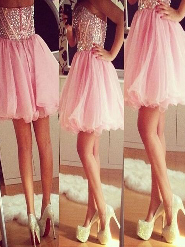 Short Homecoming Dress,pink Homecoming Dress,sparkly Homecoming Dress,strapless Homecoming Dress,mini Homecoming Dress,sweetheart Homecoming