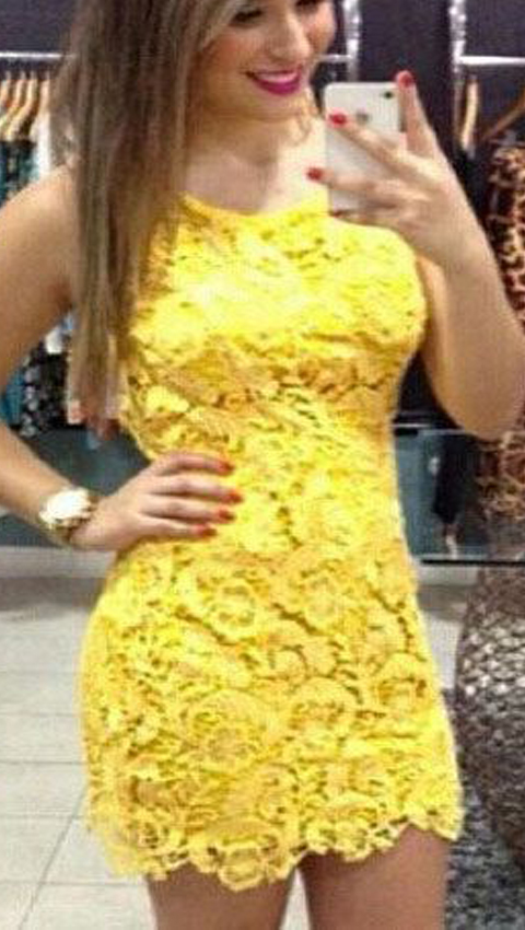 yellow bodycon homecoming dress