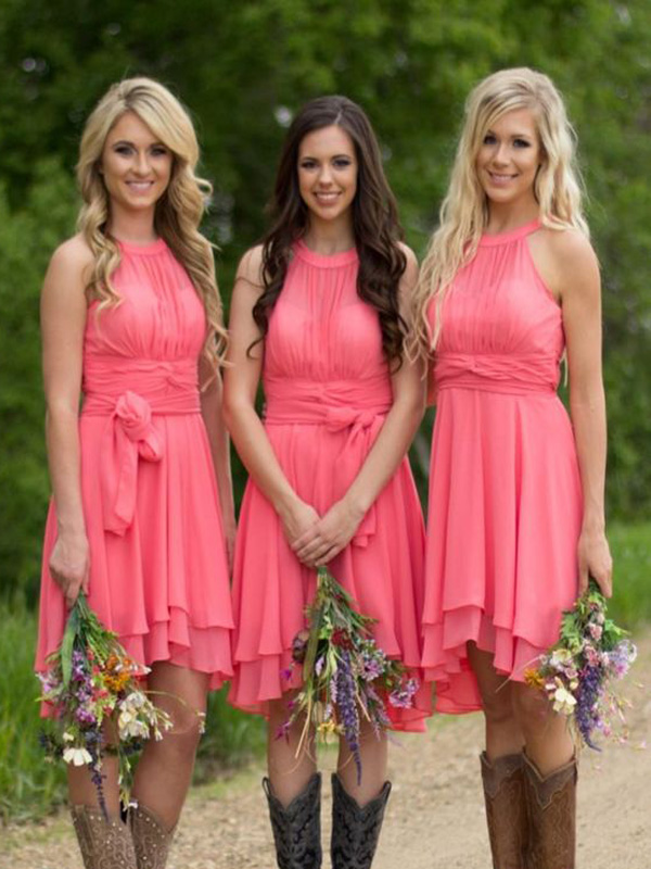 bridesmaids dresses with cowboy boots