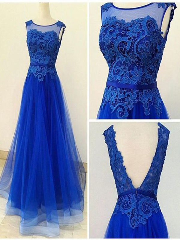 Long Custom Prom Dress,royal Blue Prom Dress,prom Dress With Lace, V-back Prom Dress,elegant Prom Dress, Prom Dress For Teens, A-line Prom Dress,