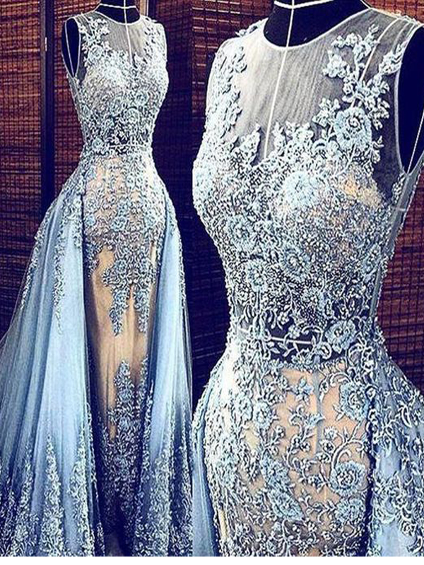 Long Custom Prom Dress,blue Prom Dress, Junior Prom Dress, Prom Dress With Lace, Ball Gown Dresses, 2017 Formal Dress, Charming Prom Dress.
