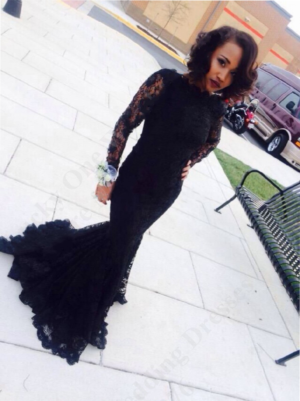 Long Custom Prom Dress, Beautiful Black Evening Gowns With Sleeves, Elegant Black Lace Prom Dress, Long Sleeves Prom Dress, Mermaid Prom Gowns,