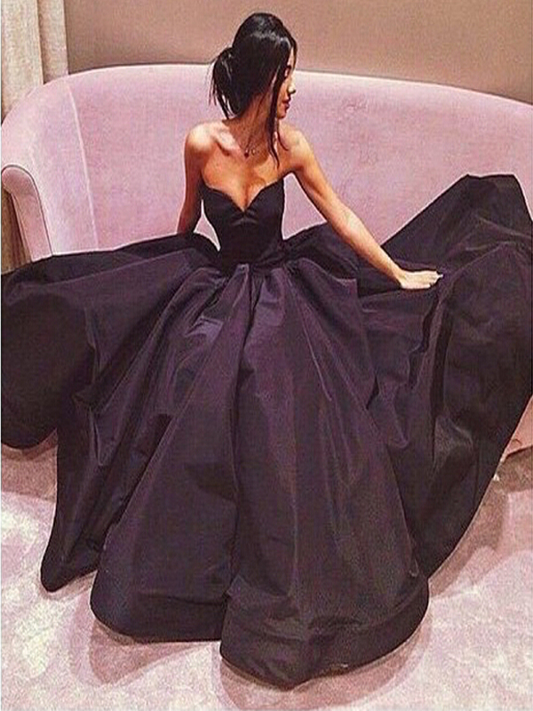 Black Prom Dresses,sweetheart Prom Dress,taffeta Prom Dress,simple Prom Dresses,2016 Formal Gown, Evening Gowns,ball Gowns Party Dress,long Prom