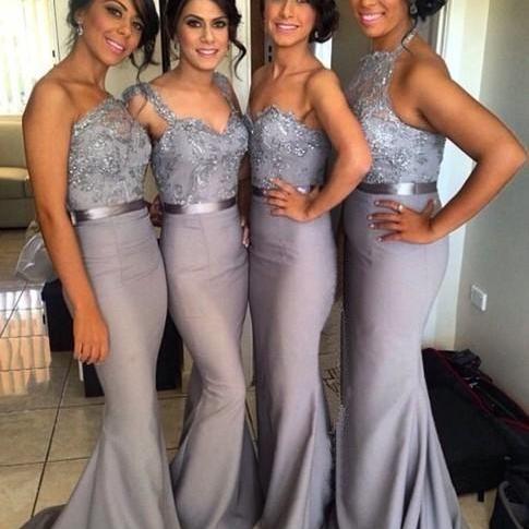Gray Bridesmaid Dress, Lace Bridesmaid Dresses, Long Bridesmaid Dress ...