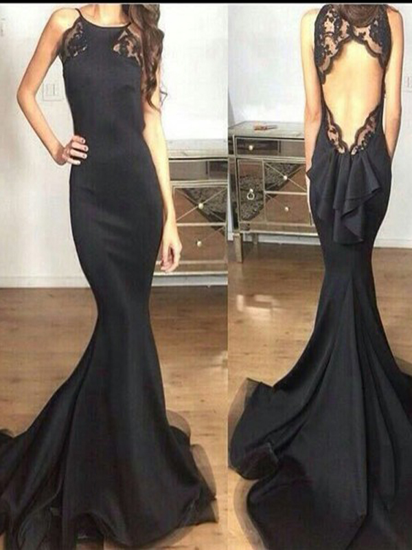 Long Custom Prom Dress, Black Sexy Prom Dress, Open Back Prom Dress ...