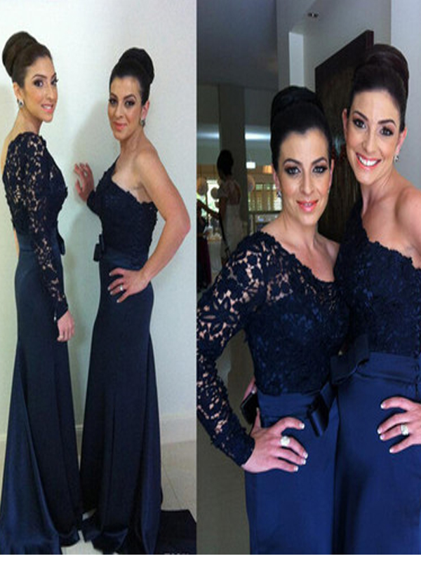 Prom Dresses ,prom Gowns,navy Blue Prom Dress, Lace Prom Dress,one ...